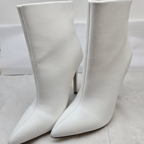 JustFab Women’s White Pointed Toe Ankle Boots Size 8 Stiletto Heel Zip Back NWB - Picture 10 of 10